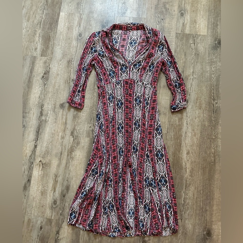 Boho Patterned Collared Sundress